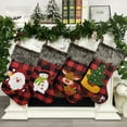 thumbnail image 3 of Walbest Christmas Stocking Large 18.7 inches Bag Container Tree Hanging Ornament Decor - Xmas Stocking Burlap with Large Plaid and Plush Faux Fur Cuff for Family Party Xmas Tree Decoration, 3 of 7