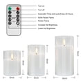 thumbnail image 4 of Velas sin llama COVEGE de cristal blanco puro con mando a distancia, juego de 3, 4 of 7