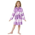 thumbnail image 6 of FORMRS Niños Bathrobe Unisex Hooded Robe Soft Plush Pajamas Sleepwear, Size 10-12T, Purple and White Pattern, 6 of 7