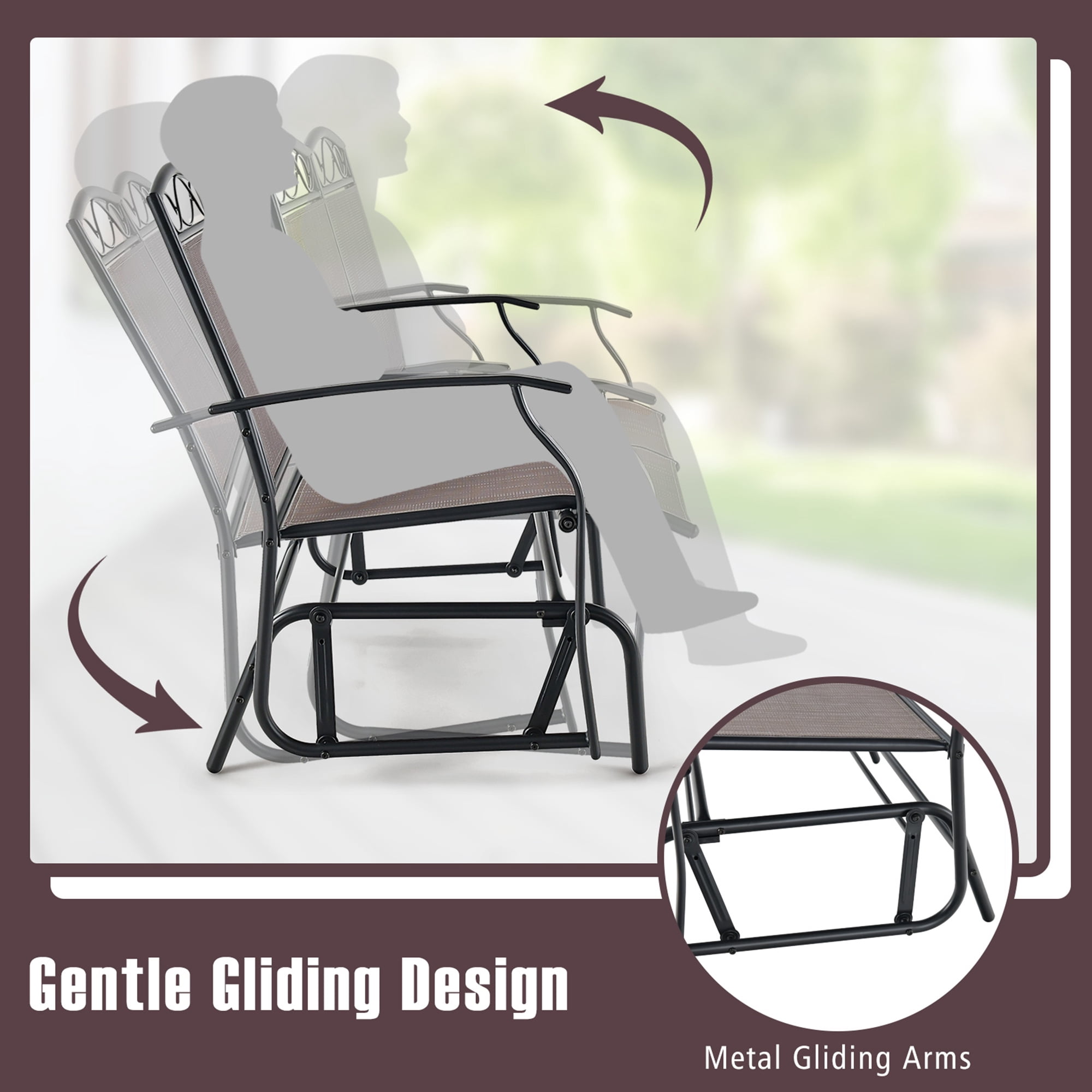 Gymax 4PCS Outdoor Glider Chair & Table Set Patio Conversation Furniture Set