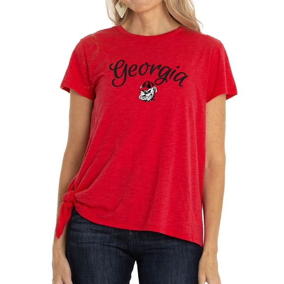 Women's Red Georgia Bulldogs Sophie Side-Tie T-Shirt