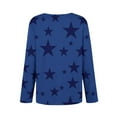 thumbnail image 6 of Htigea Cute Long Sleeve Tops for Women Fall Long Sleeve T Shirts | Star Print Pullover, Button Irregular Neck, Loose Fit Tunic Blouse Blue L, 6 of 7