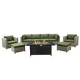 thumbnail image 1 of Chambers Bay Collection 9-Piece Aluminum Patio Conversation Set with Green Cushions and Rectangle Fire Table, 1 of 3
