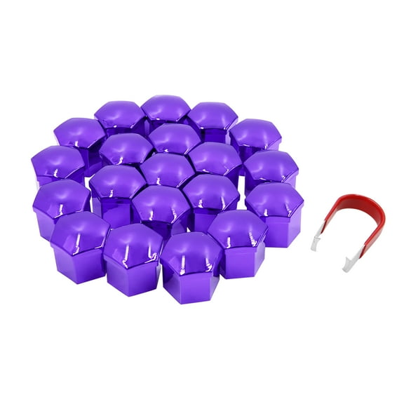 Unique Bargains 20pcs Purple 21mm Car Wheel Lug Nut Cap Tyre Hub Screw Bolt Dust Cover Protector