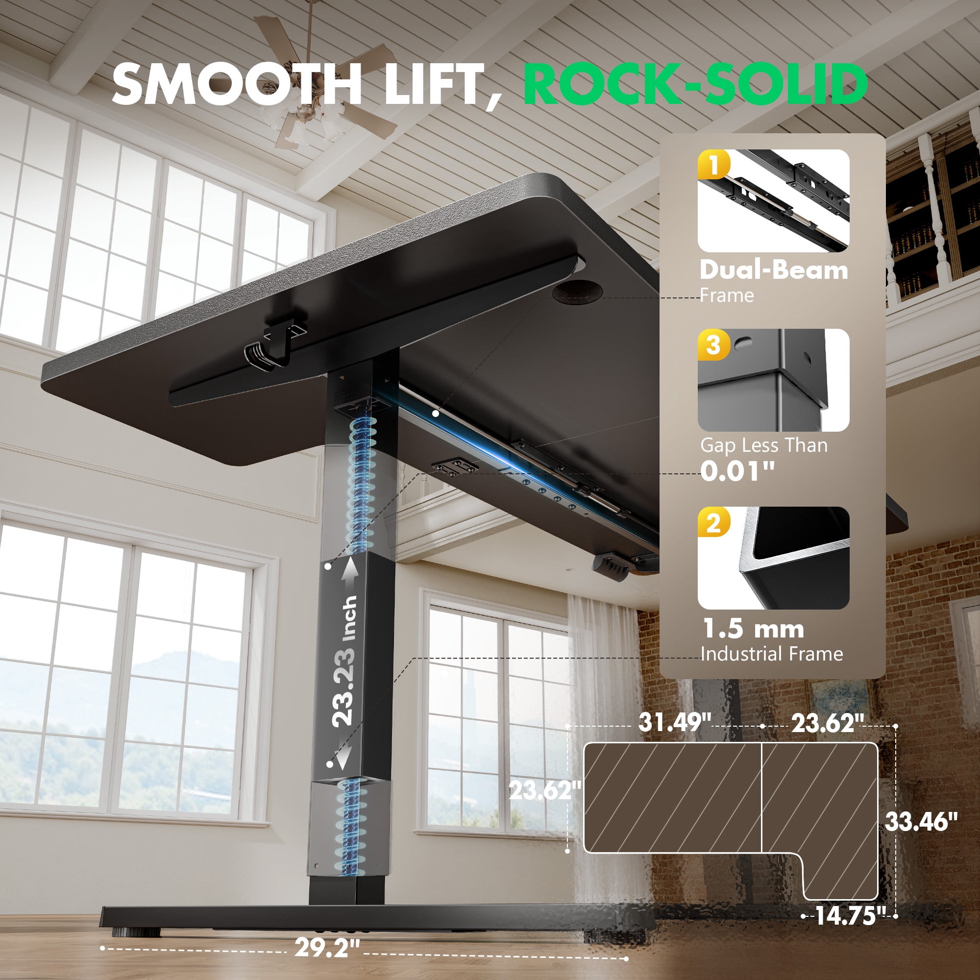 L-Shaped Electric Standing Desk, Adjustable Height Corner Desk with Memory Controller, Heavy-Duty Steel Frame, Quiet Motor, 200 lb Capacity