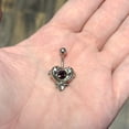 thumbnail image 3 of Belly Navel Ring Surgical Steel Dolphin with Purple Heart CZ Gem 14g, 3 of 4