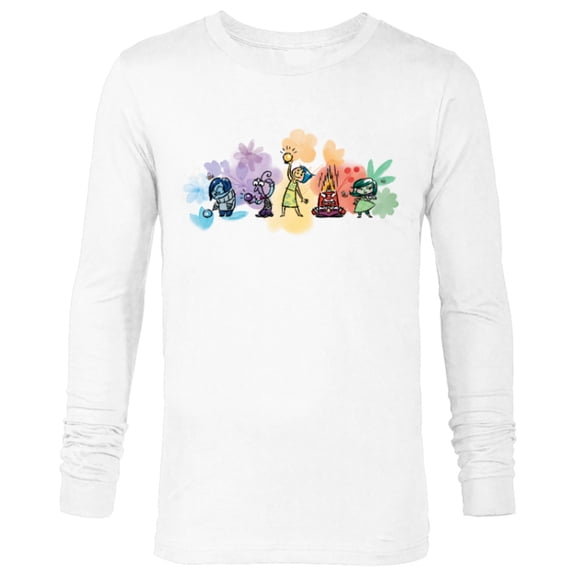 Disney and Pixar’s Inside Out Emotions Watercolor Flowers - Long Sleeve T-Shirt for Men - Customized-White