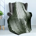 thumbnail image 4 of Abstract Soft Flannel Fleece Throw Blanket, Mosaic Pattern Green and White Tones Geometric Graphic Pixelated Texture, Cozy Plush for Indoor and Outdoor Use, 50" x 60", Multicolor, by Ambesonne, 4 of 5