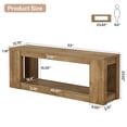thumbnail image 2 of Finmind 63" Long Entryway Bench, Farmhouse Entry Shoe Bench with Storage Shelf, Wooden End of Bed Seat for Bedroom, Hallway, Living Room, Light Brown, 2 of 8