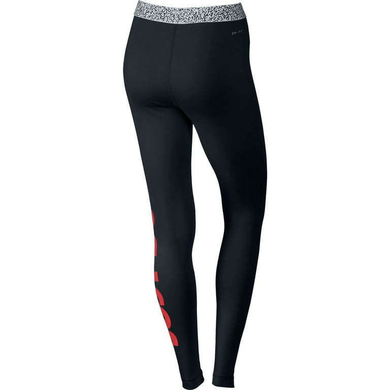 Nike Women's Pro Warm Mezzo Waistband Tights (Black/Red/White, X-Small) 