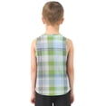 thumbnail image 3 of Plaids with Green Blue Gray Color Vest Undershirt Tank Top Sleeveless Quick Dry M, 3 of 7