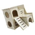 thumbnail image 2 of Casa de madera para hámster, juguete resistente a mordeduras, casa de escondite para hámster, accesorios para hámster, villa para saltar, 16 x 16 x 5 cm (6,3 x 6,3 x 2,0 pulgadas), 2 of 12