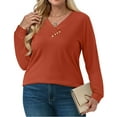 thumbnail image 5 of Fantaslook V Neck Blouses for Women Dressy Casual Tops Button Long Sleeve Shirts Trendy Fall Tops, 5 of 7