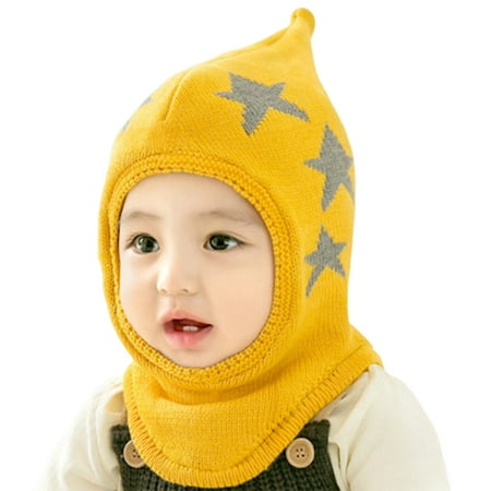 

OJinShaWanO Kids Sun Hats Girls Baby Winter Adjustable Hat Soft Star Warm Knitted Cute Ears Boys Girls Clothes Yellow