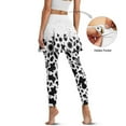thumbnail image 4 of COEQINE Yoga Skirted Legging for Women Ruffle Pleated High Waist Golf Leggings with Skirts Fit Comfy Soft Tennis Skirts with Leggings Black Floral and Cow Spot Print Skort Pants with Pockets, M, 4 of 7