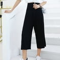 thumbnail image 7 of Capri Pants for Women 2025 High Waisted Wide Straight Leg Lightweight Drape Loose Casual Capris Womens Cropped Pants, 7 of 7