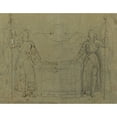 thumbnail image 3 of Jean Auguste Dominique Ingres 14x12 Black Modern Framed Museum Art Print Titled - Joan of Arc Standing at the Altar at Reims Cathedral (C. 1844), 3 of 5