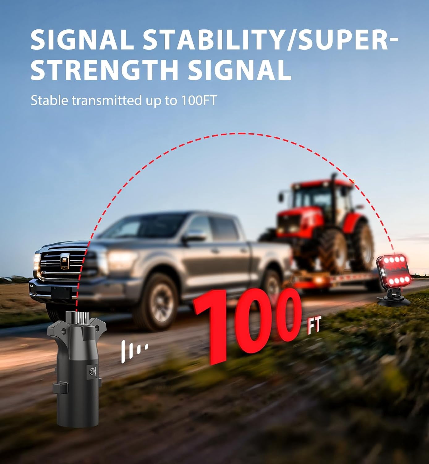 Wireless Magnetic LED Trailer Light Kit, IP67 Waterproof, 100FT Range, USB-C Fast Charging