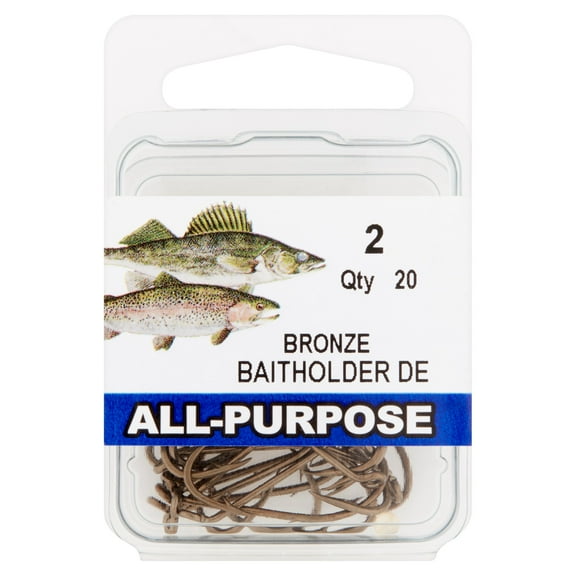 Eagle Claw RDEW-2 All-Purpose Baitholder Hooks, Bronze, Size 2/0, 20 Count