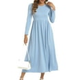thumbnail image 6 of Fall Dresses 2025 Women's Long Sleeved Round-neck Elegant Dresses Fashion Solid Color High Waist and Ankle Dresses Swing Hem Flowy Dresses Size S-XL, 6 of 6