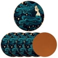 thumbnail image 2 of Mermaid Microfiber Leather Round Coaster Set (6PCS) - 11x11 cm/4.3x4.3 in, Absorbent Drink Coasters with Holder Storage Stand, Heat, for Home and Kitchen Décor, 2 of 6