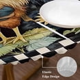 thumbnail image 4 of Round Tablecloth Watercolor Rooster Elastic Edge Fitted Sunflower Black Plaid Plastic Table Cover,Waterproof Oil Proof for Dinner,Outdoor, Picnic, 36" - 44"&nbsp; DIA Tables, 4 of 6
