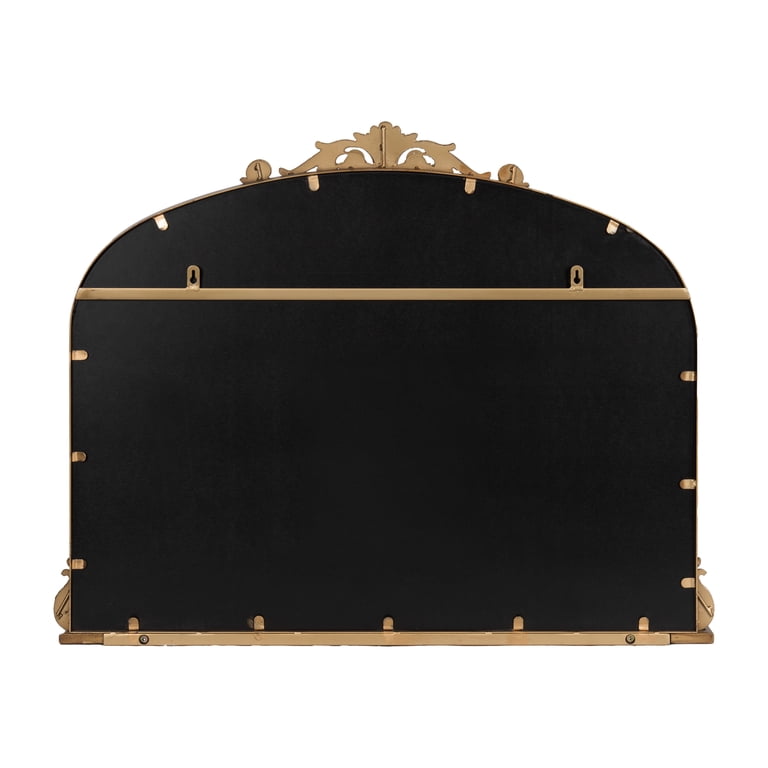 Kate & Laurel Myrcelle Traditional Arched Wall Mirror - 25x33 Black Ornate Vintage Decorative Mirror
