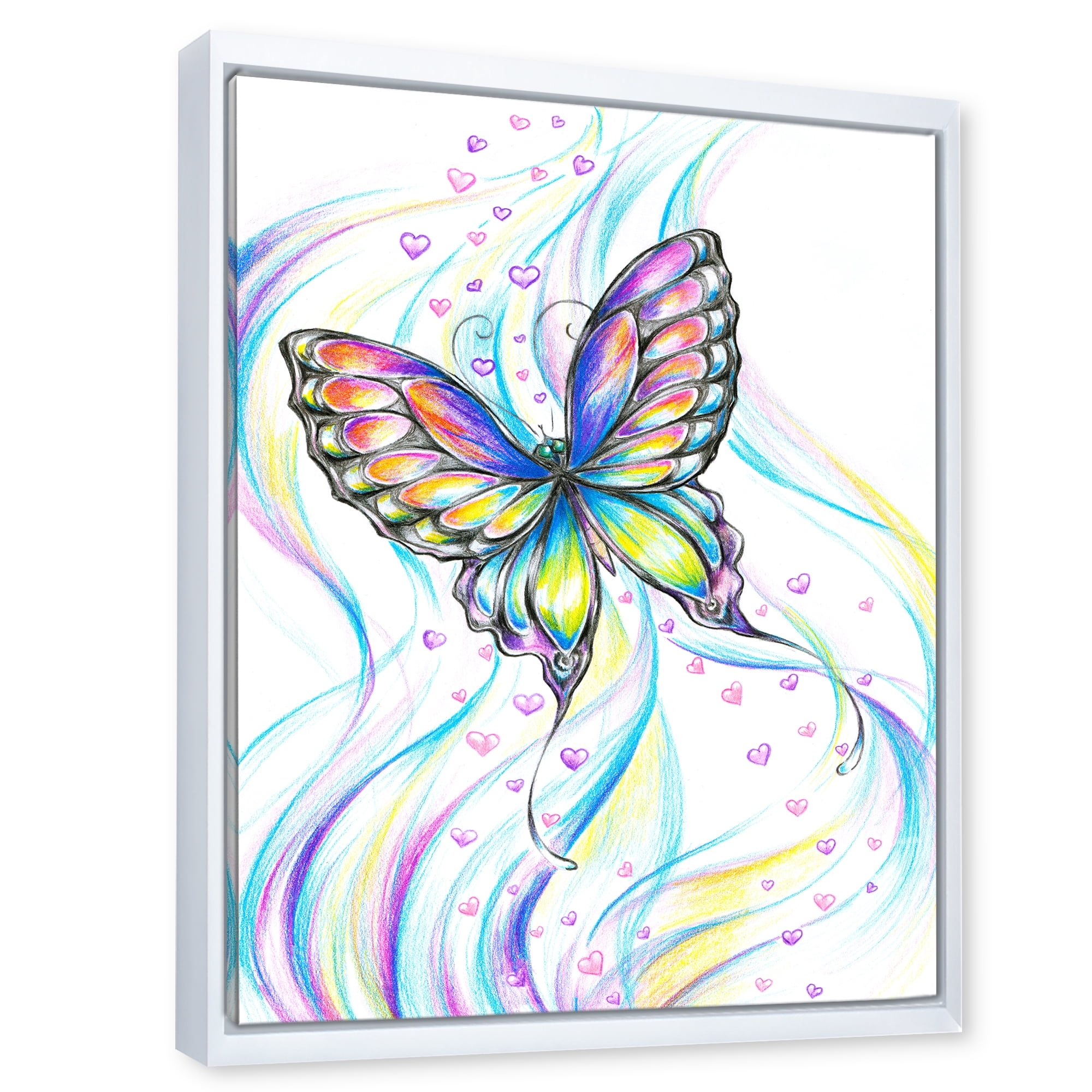 Designart 'Iridiscent Colorful Butterfly' Traditional Framed Canvas Wall Art Print