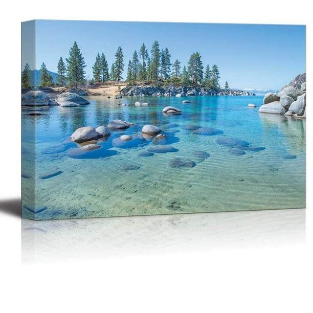 Wall26 Beautiful Blue Clear Water On The Shore Of The Lake Tahoe Canvas Art Wall Decor 24 X 36 Walmart Com Walmart Com