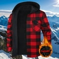 thumbnail image 5 of FDGIU Men's Sherpa Lined Flannel Jacket - Plaid Button Hooded Winter Coat with Pockets, 5 of 5