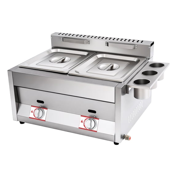 Countertop Gas Deep Fryer Propane Gas Stainless Steel Outdoor Use Round 2 Burner