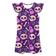 thumbnail image 5 of LRen Girls Halloween Dress, Kids Ghost Pumpkin Print Holiday Clothes, Soft Flutter Sleeve Halloween Dress for Kids Girls, 5 of 5