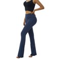 thumbnail image 5 of Women's Foldover Contrast Waist Bootleg Flare Yoga Pants,Value-Pack Available Female Leggings Wide Leg  Pants, 5 of 9