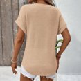 thumbnail image 5 of Summer Short Sleeve Tops for Women Trendy Waffle Knit T-Shirts Casual Solid V Neck Shirts Basic Tee, 5 of 8