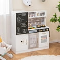 thumbnail image 4 of Gymax Play Kitchen Toy Set w/ Chalkboard Oven Sink Curtain Microwave Water Dispenser, 4 of 10