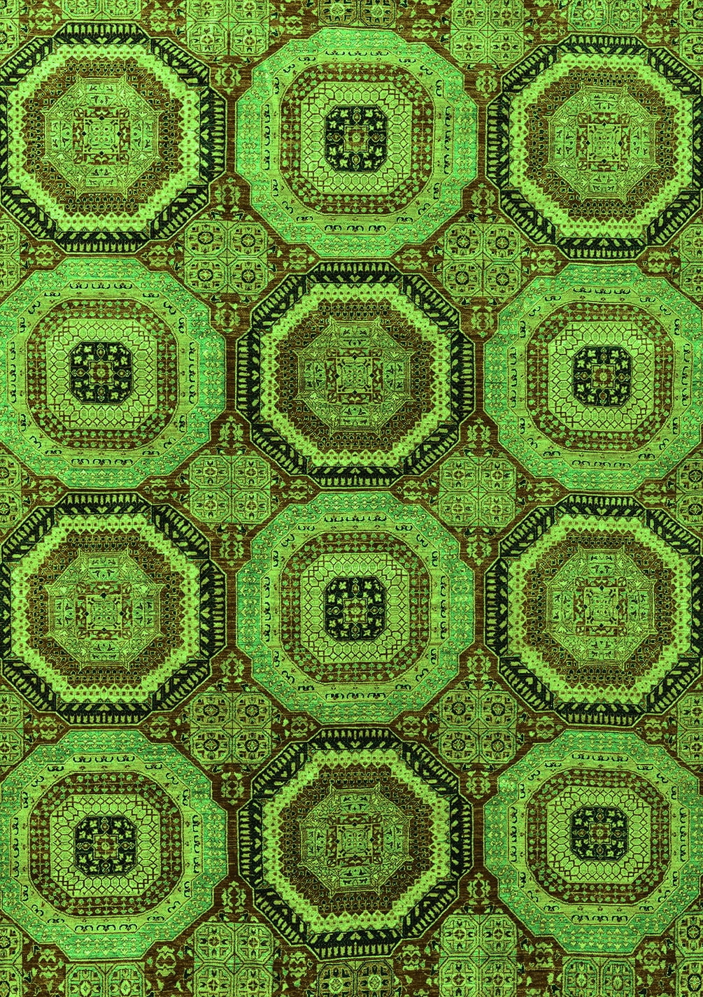 Dark Green Rectangular Rug Ahgly Company Indoor Rectangle Abstract Green Modern Area Rugs, 8' x 10 ...