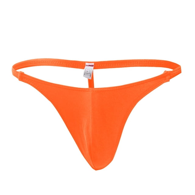 WZXFASHION Sretch Men's Micro G-string Thong Underwear Briefs T-back Intimates Orange One Size