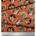 thumbnail image 2 of Soimoi Polyester Crepe Fabric Cat Face Animal Printed Fabric 1 Yard 52 Inch Wide, 2 of 3