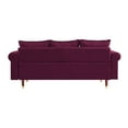 thumbnail image 5 of 3 Seater Sofa with 2 Pillows, Modern Velvet Upholstered Couch with Wood Legs and Nail Head Decor, Comfortable Couch Furniture for Living Room Bedroom and Office, 74.02"Wx29.53"Dx33.46"H, Red, 5 of 7