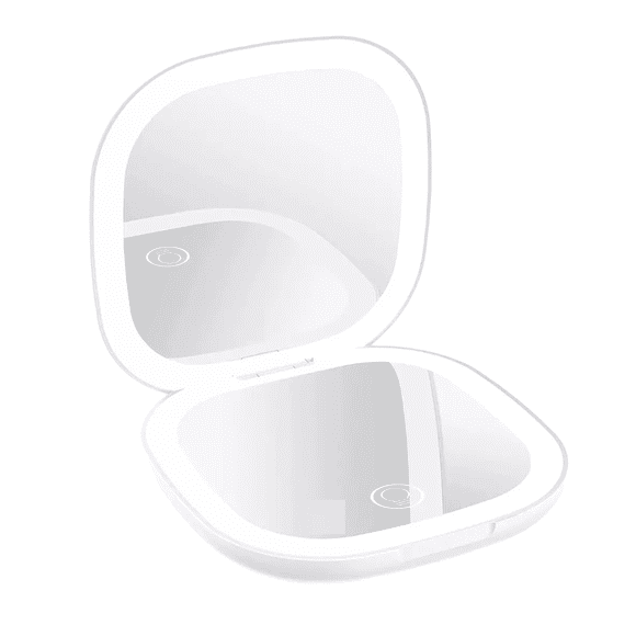 Espejo De Maquillaje Luz 1x /10x, Carga Usb, Portátil Viaje Blanco