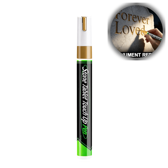 Golden Paint Touch Up Pen for Monument Restoration & Gravestone Decoration, Long-Lasting Gold Marker for Metal, Glass, Art, and Craft Repair