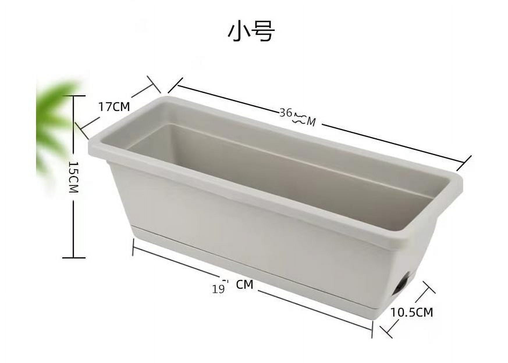 Window Box Planter,1 Pack 14inch Plastic Vegetable Flower Planter Boxes with Tray,Indoor Outdoor Flower Pots for Windowsill,Patio,Porch,Garden Balcony(White)