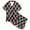 Black, variant on Big Girls Cute Pajama Set 2 Piece Rainbow Pattern And Pattern Printed Short Sleeve Button Down Shorts Outfits Summer Sleepwear Soft Kids Loungewear Size 12-13T