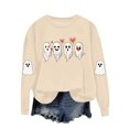 thumbnail image 3 of Meichang Sweatshirts d'Halloween pour Femmes Col Rond Chandails en Molleton Graphique Fantôme Mignon Imprimé Effrayant Manches Longues Vintage Chandail, 3 of 9