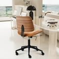 thumbnail image 2 of Armless Office Chair with Wheels, Modern PU Leather Desk Chair with Adjustable Height and 360° Swivel, Walnut Mid-Back Computer Task Chairs for Home, Office, Reading Meeting Room, Brown, 2 of 6
