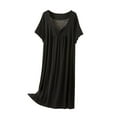 thumbnail image 2 of Xixinqiwan Plus Size Nightdress for Women Clearance Breathable Cotton Sleepwear Loose Fit Short Sleeve Nightgown Loungewear Black XL, 2 of 6