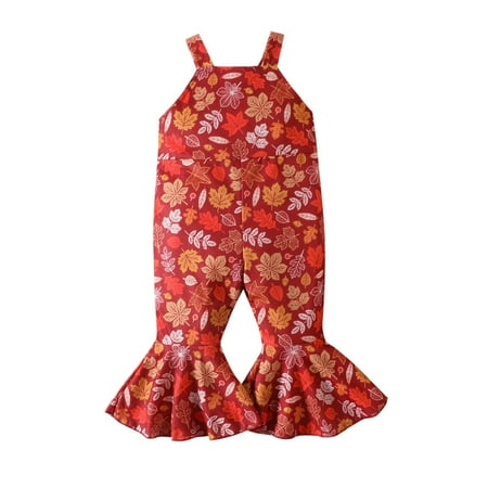 

HIBRO Toddler Girls Sleeveless Floral Prints Romper Bell Bottoms Jumpsuit Clothes Jean Jumpsuits Girls Jumpsuits Baby Girl Winter