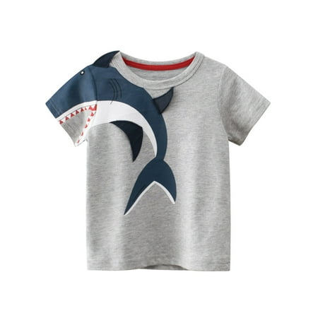 

DENGDENG Baby Boys Girls Cartoon Animal Short Sleeve T-Shirt Toddler Crewneck Graphic Tops 1-7Y