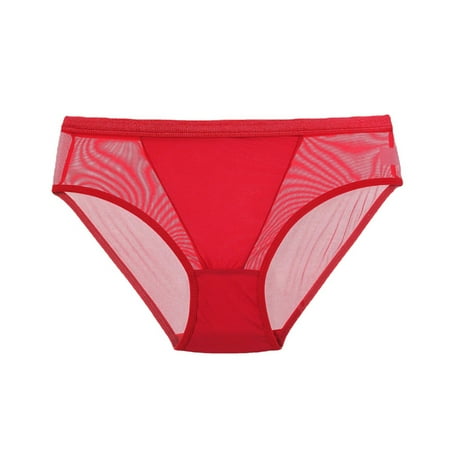

Womens Panties Breathable Low Waist Mesh Briefs Solid Color Cotton Crotch Underwear Underpanties For Women