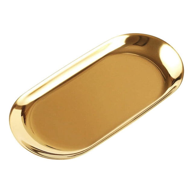 Plateau d'Instrument de Serviette Plate Médicale Dentaire en Acier Inoxydable 201 Professionnel Taille P (Doré)